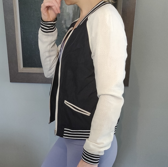 Navy blue & white baseball bomber - Picture 2 of 5